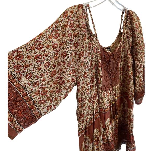 Angie Cream and Brown Tunic Top - Picture 2 of 13